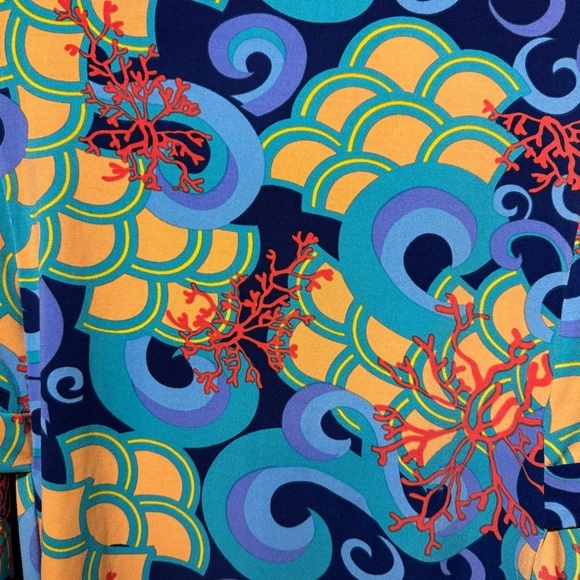 🌻 Tracy Negoshian Dress Swim Cover Women’s size Small Mermaid Scales Coral Swirl - Picture 6 of 9